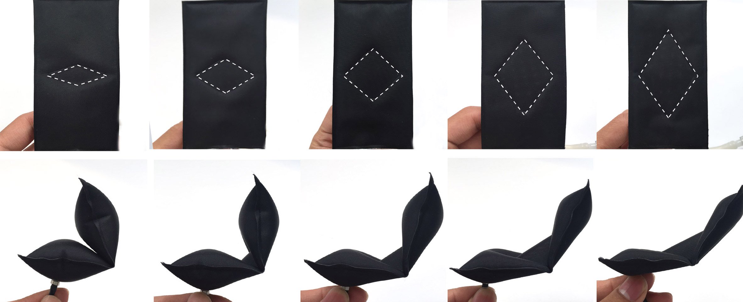 Colile aeromorfe gonflabile se autoîmpăturesc în figuri origami complexe